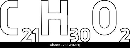 Chemical formula C21H30O2 Cannabidiol CBD Phytocannabinoid marijuana pot grass hemp cannabis molecule contour outline icon black color vector Stock Vector