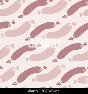 Vector seamless pattern with silhouettes of sausages. Design with hand drawn sausages. Stock Vector