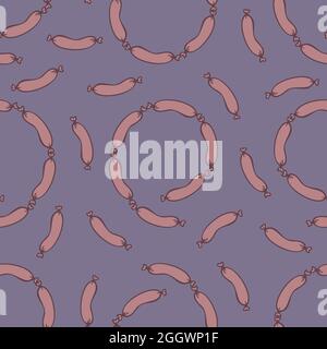 Vector seamless pattern with sausages. Fancy design with sausages. Stock Vector