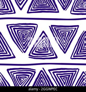 abstract seamless pattern of triangle purple hand-drawn spirals Stock Vector