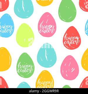 Easter eggs. Seamless background of multi-colored hand-drawn eggs Stock Vector
