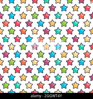 seamless pattern with cute colored stars on a white background Stock Vector