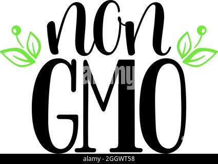 non GMO calligraphy. hand drawn label. GMO free sign Stock Vector