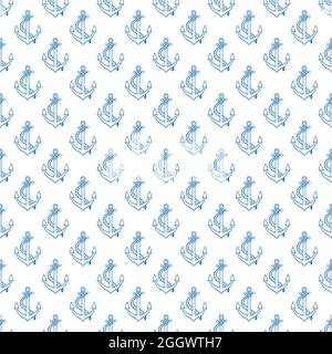seamless pattern with sketch anchors. hand-drawn illustration Stock Vector