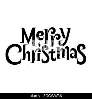 Merry Christmas Lettering. Vector illustration isolated on white. Cute composition for advertising or greeting cards. Holiday new-tear banner. Stock Vector