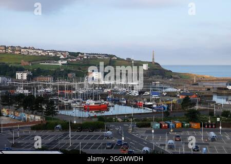 Whitehaven Harbour from Bransty, Whitehaven, Cumbria, England, United Kingdom Stock Photo