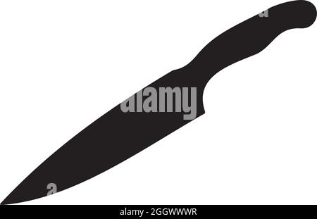 Single black kitchen knife silhouette vector logo design Stock Vector