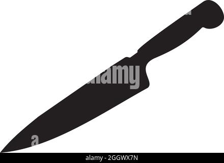 Single black kitchen knife silhouette vector logo design Stock Vector