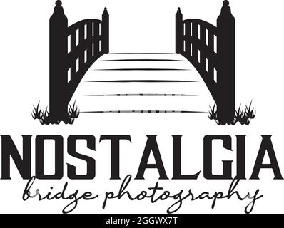 Flower park lodge small bridge vector logo design Stock Vector