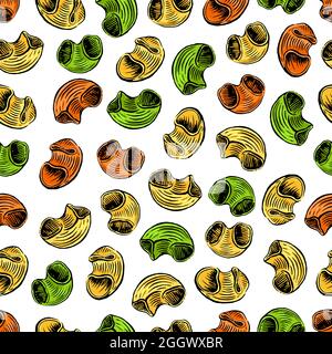 Cannelloni. Seamless background of various kinds of pasta. hand-drawn illustration Stock Vector