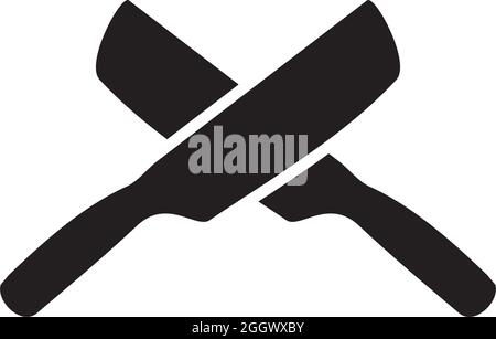 Black crossed kitchen knife vector logo design Stock Vector
