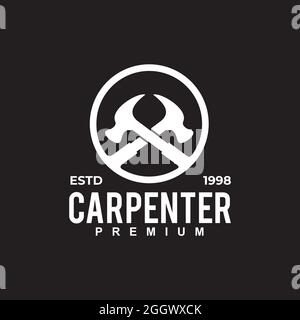 circular Crossed hammer carpenter vector logo design Stock Vector