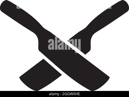 Black crossed kitchen knife vector logo design Stock Vector