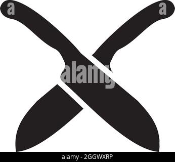 Black crossed kitchen knife vector logo design Stock Vector