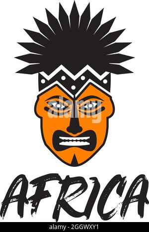 African people mask traditional ethnic vector  logo design Stock Vector