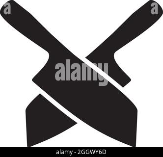 Black crossed kitchen knife vector logo design Stock Vector