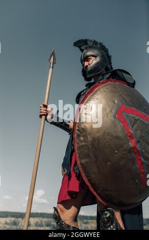 Spartan Warrior in the Woods Stock Photo - Image of battledress