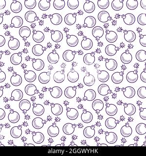 cute seamless pattern of sketch bombs. hand-drawn illustration Stock Vector