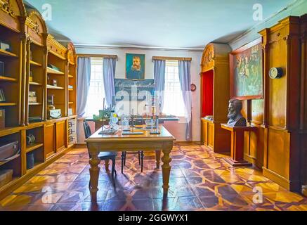 PEREIASLAV, UKRAINE - MAY 22, 2021: Interior of the laboratory in house-museum of Nikolay Benardos (Russian inventor, scientist), Pereiaslav Scansen, Stock Photo