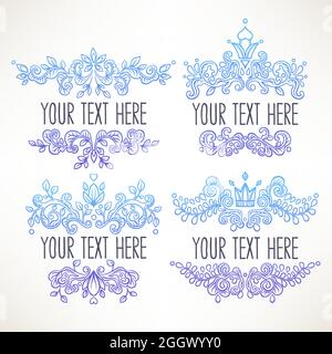 set of four beautiful floral frames Stock Vector