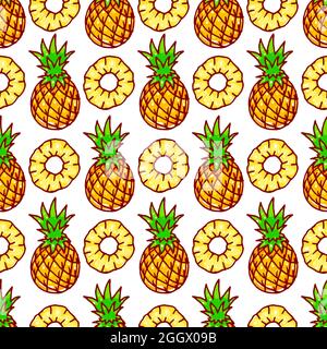 Beautiful seamless pattern with cute yellow pineapple Stock Vector