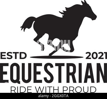 Equestrian horse logo design vector template Stock Vector