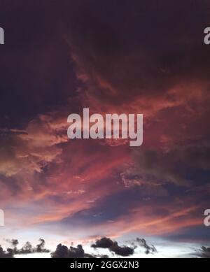 Sunrise or Sunset, colorful sky  with Rain cloud in twilight time Stock Photo