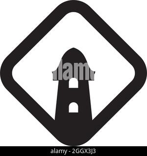 Light house building logo design vector template Stock Vector
