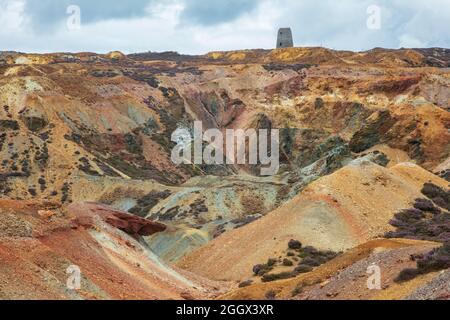 Disused Cooper Mine, Parys Mountain, Anglesey, Wales Stock Photo
