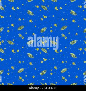 Beautiful pattern in abstract flower and leaves. Small cute simple spring flowers. Stock Vector