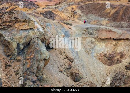 Disused Cooper Mine, Parys Mountain, Anglesey, Wales Stock Photo