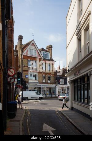 Looking down North Street in Dorking towards the High Street, Stock Photo