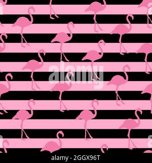 Pink Stripes Flamingo Pattern Texture Stock Vector