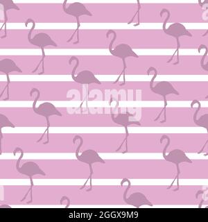 Pastel Flamingo Stripe Pattern Design Stock Vector