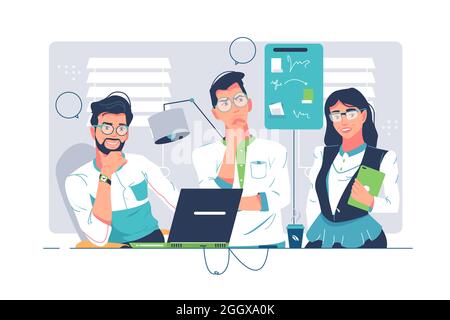 Colleagues work together on project Stock Vector