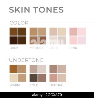 Skin tones with Undertone. Warm, Cold, Neutral Skin Colors Stock Vector