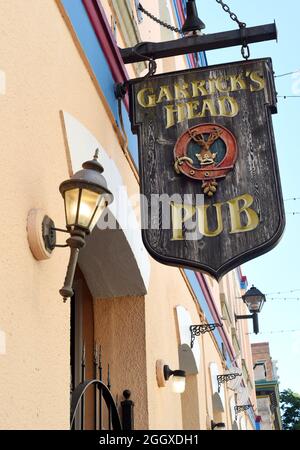 A sign for the popular Garrick's Head Pub in downtown Victoria, Brityish Columbia, Canada on Vancouver Island Stock Photo