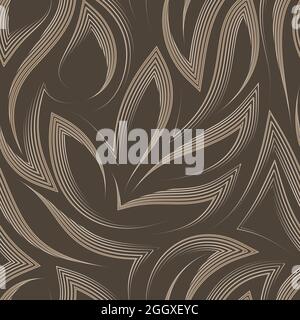 Vector seamless pattern in pastel colors from corners and flowing stripes with torn edges.Vector seamless pattern of abstract shapes in brown colors Stock Vector