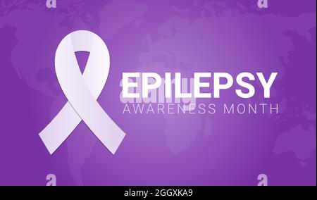 Epilepsy Awareness Month Purple Ribbon Background Illustration Stock Vector