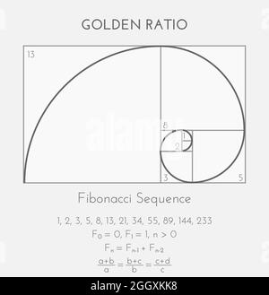 Fibonacci or Golden Ratio Background Illustration Stock Vector