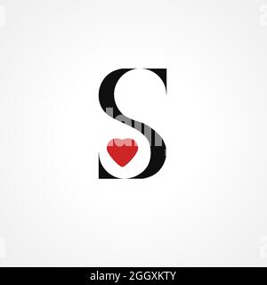 S letter logo design with heart. Vector creative modern concept Stock Vector