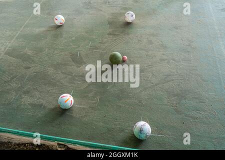 Trevignano Romano, Italy:  Bocce balls Stock Photo