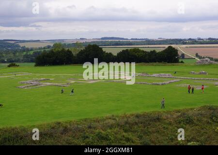 View of the archaeological site of Old Sarum in Wiltshire, England (UK) Stock Photo