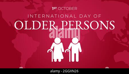 Red International Day of Older Persons Background Illustration Stock Vector