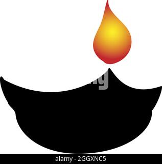 Silhouette holy lamp for Diwali festival. Illustration symbol icon Stock Vector