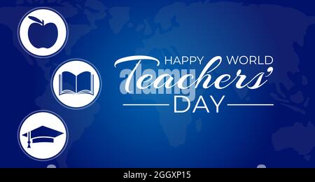 Happy World Teachers' Day Blue Background Illustration Stock Vector