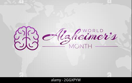 World Alzheimer's Month Background Illustration with Map Stock Vector