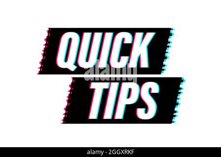 Quick tips glitch icon badge. Ready for use in web or print design. Vector stock illustration. Stock Vector