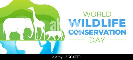 World Wildlife Conservation Day  Banner Illustration Stock Vector