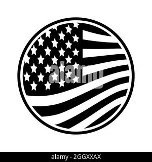 Round USA American Flag Icon Isolated Stock Vector